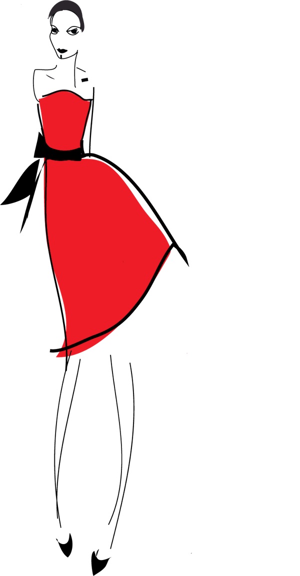 Red dress fashion illustration